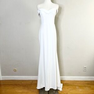 Lulus Arienne White Off Shoulder Sweetheart Mermaid Gown Wedding Dress Size M